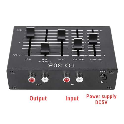 Ecualizador estéreo de 3 bandas (alta, media, baja) con control de balance y volumen, preamplificador para uso en auto y hogar miniatura 3