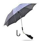 ZjRight Pram Parasol, 50+ UV 73cm Stroller Umbrella with Adjustable Fixing Clamp & Umbrella Handle for Pram, Stroller, Pushchair and Buggy - Grey