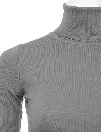 NINEXIS Women's Basic Long Sleeve Soft Turtle Neck Sweater Top Charcoal XL