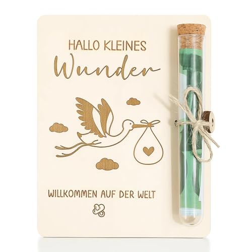 1 Stück Geschenk Zur Geburt, Mädchen Geldgeschenk Verpackung aus Holz, Baby Geschenk Junge, Baby Geburt Geschenk， Einzigartiges Geburtsgeschenk Mit Reagenzgläsern, 12x9cm Holzetui