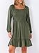 ANRABESS Womens Long Lantern Sleeve Square Neck Dress Smocked Tiered High Waist Ruffle Flowy Swing 2025 Fall Short Dresses Army Green Medium