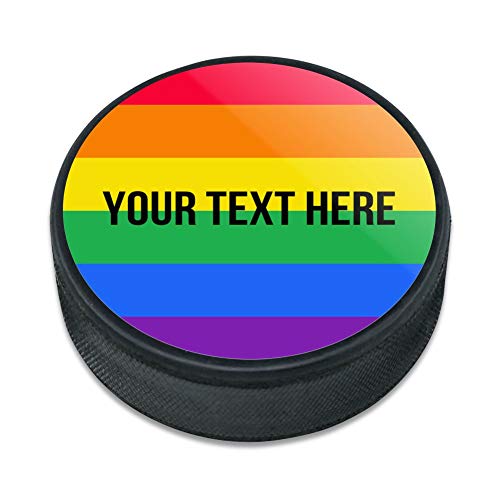 GRAPHICS & MORE Personalized Custom Rainbow Pride 1 Line Ice Hockey Puck