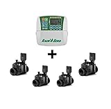 domotica sistema de riego  Rain Bird Programador de RIEGO eléctrico ESP RZXE4 Interior + 4 Electroválvulas 100-HV 1\" 24V Permite incorporar módulo LNK WiFi para el Control de riego vía Internet (Se Vende por Separado)