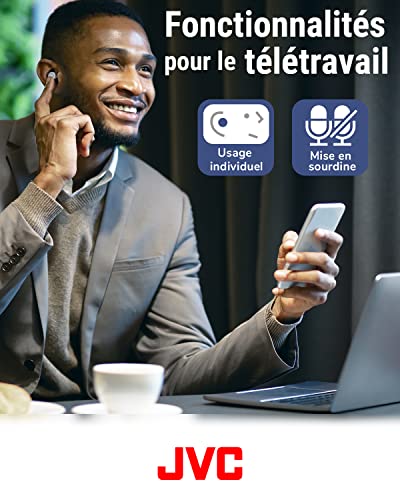 JVC Ecouteurs Bluetooth sans Fill Compacts Réduction Active du Bruit Petits Léger Design élégant Etanche IPX4 Autonomie 21H HA Z330T A - vue 9