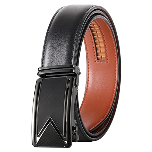 Hommes ceinture en cuir noir 130cm ajustable avec boucle automatique K81S12