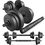 Hanteln Set | 2er Set Kurzhanteln & Langhantel | 20kg 40kg Hantelset Dumbbell Set mit Verbindungsrohr