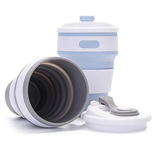 MommyLove 2 Pack Silicone Collapsible Cups(350ML Each) BPA-Free Reusable Travel Cup, Sport Bottle with Lids - Lightweight/Leakproof/Foldable/Portable Coffee Mug for Camping, Outdoor