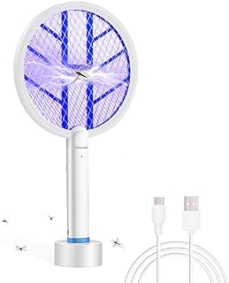 Fietrexa Electric Fly Swatter,2 In 1 Mosquito Killer,3000V USB Charging Bug Zapper lamp Indoor And Outdoor ,White Electric Fly Zapper For Mosquitoes,Flies,Moths,Bees