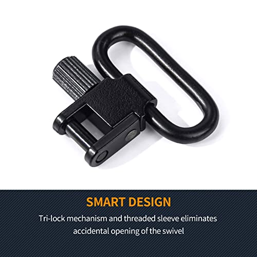 Guguluza Gun Sling Swivels For Rifle & Shotgun 1" / 1.25" Heavy Duty Sling Attachment Swivels Black (2 Pack Matte Black, 1 Inch) #TOP1