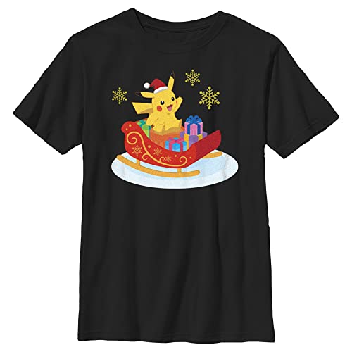 Pokemon Kids Christmas Ride Boys Short Sleeve Tee Shirt