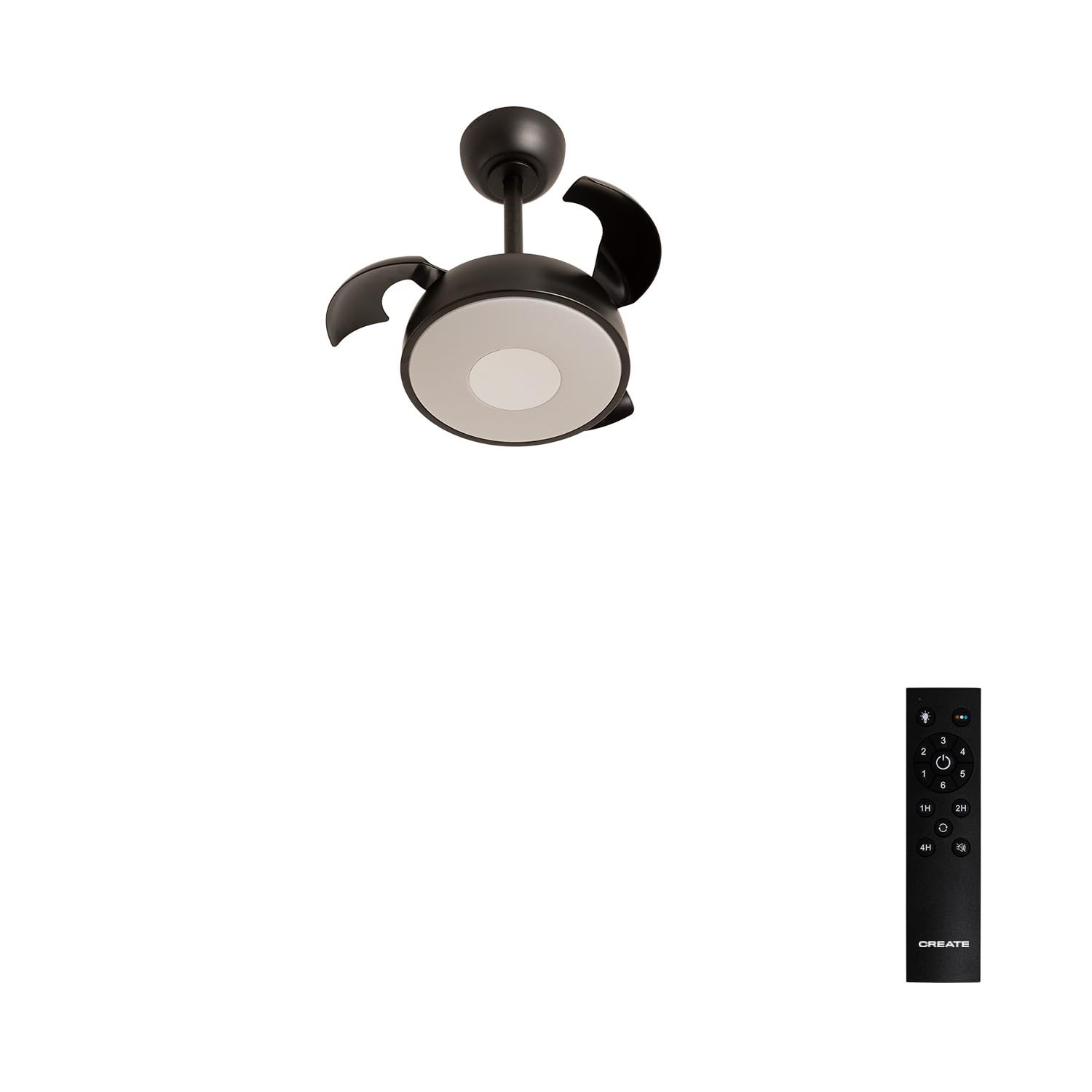 CREATE / WIND CLEAR CUP/Ceiling fan with black light with control / 40W. Silent. Ø55 cm. retractable blades. LED light 3 temperatures. timer. summer-winter function