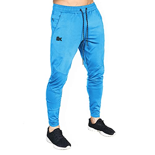 Brokig Mens Lightweight Gym Jogger Pants,Men's Workout Sweatpants With Zip Pocket(Light Blue,Medium) #TOP4