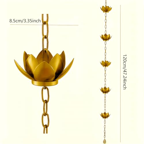 Chaîne attrape-pluie lotus dorée pour régler les éclaboussures - 5
