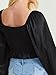 ALTAR'D STATE Women's Grace Top, Long Sleeve Satin Silk Crop Top, Fitted Black String Tied Casual Shirt, Black, Medium