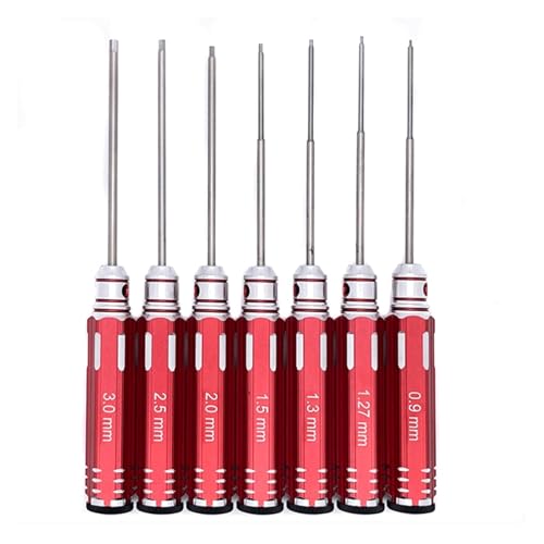 0.9 1.27 1.3 1.5 2.0 2.5 3.0mm 7�Z�p�h���C�o�[�c�[�������`�Ή��A RC�w���R�v�^�[�ԍq��@FPV�h���[���Ή�(7Pcs HEX Red)