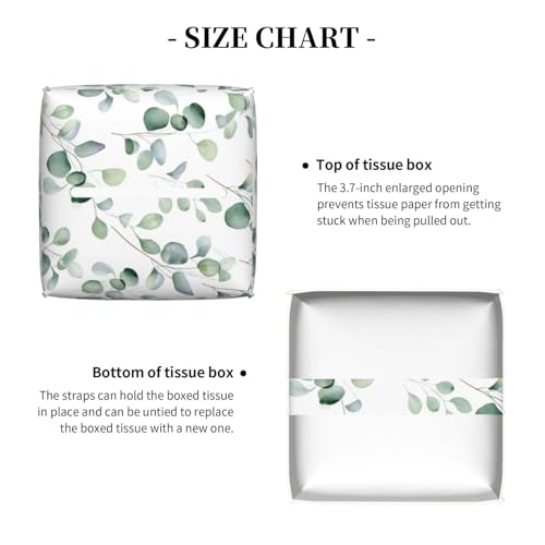 Mexpekil Square Tissue Box Cover With Green Eucalyptus Leaves Pattern - PU Leather Holder for Bathroom Car Napkins and Facial Dispenser - Cosy Home Interiors Mexpekil Square Tissue Box Cover With Green Eucalyptus Leaves Pattern - PU Leather Holder for Bathroom Car Napkins and Facial Dispenser - Image 5