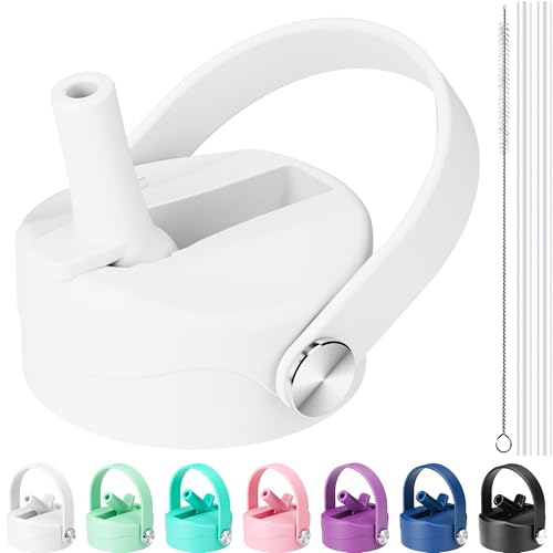 Straw Lid for Hydro Flask Wide Mouth, Lids with Straw for Hydroflask 12 16 18 20 32 40 oz Wide Mouth, Replacement Straw Cap for Hydroflask, Top Sport Bottle Lid (White)