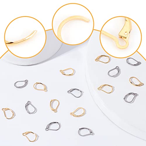 Beebeecraft 100Pcs Leverback Earring Findings 24K Gold Plated Stainless Steel French Earring Hooks 16X10mm Interchangeable Dangle Ear Wire Findings for Jewellry Making (Pin: 0.04 inch(1mm) - Image 4