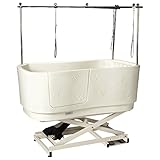 Master Equipment White PolyPro Motor Lift Grooming Tub for Heavy Pets Up to 220 Lbs – Unit Measures 58” x 30.75” x 49.5”