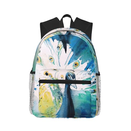 Sac à dos classique paon mignon imperméable pour l'école et le voyage de l'étudiant