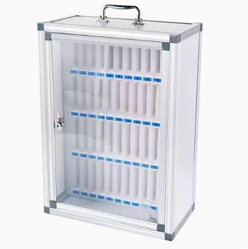 Transparent Acrylic Mobile Phone Storage Box with Key - Aluminum Alloy Security Locker Cabinet with 24 Compartments for Schools, Factories & Offices - Safe Mobile Device Storage Solution