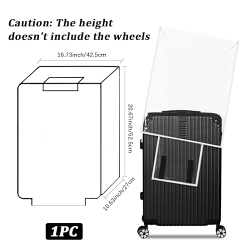 PVC Luggage Protector 24 Inch Transparent Suitcase Cover Clear Heavy Duty Waterproof Dustproof Antiscratch Approved Protective Sleeve Case for Wheeled Suitcases Travel Airplane Supplies2