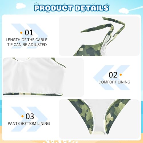KLL Camouflage Pattern Trendy Style Girls 2 Piece Bikini Set Beach Swimsuit Swimwear Adjustable Strap4