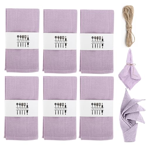 6 Servilletas De Tela Reutilizables, 100 Lino Natural, Decoración De Mesa, 40 X 40 Cm, Servilletas De Lino, Servilletas De Algodón, Servilletas De Mesa Para Fiestas, Cumpleaños Lila Claro