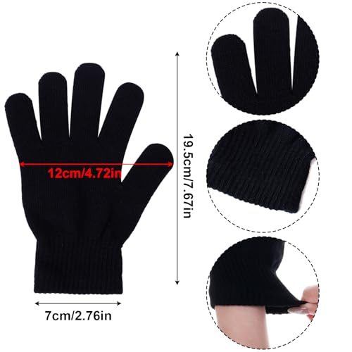 Kids Beanie Hat and Gloves Set for Boys Girls, Knit Hat Winter Gloves Warm Unisex Cold Weather Cap Stretchy Glove3