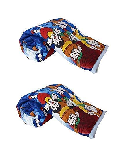 WONDERLOOK Doremon Gang Cartoon Kids Design Print Microfiber Single Bed Reversible AC Blanket | Dohar | Quilt | Comforter | Duvet Set of 2 Pcs (Miss Minnie) Pink (Doremon Gang)