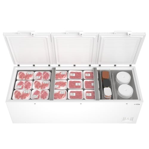 Image of KoolMore 100 in. 50 cu. ft. Commercial Chest Freezer, Large Capacity Three-Door Freezer for Restaurant, Grocery, Convenience Store, Garage, or Bulk Storage, ETL Listed in White
