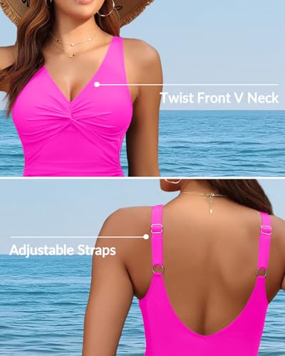 Image of Holipick Women Tummy Control One Piece Swimsuit - Push Up Bathing Suit Full Coverage Slimming Swimwear
