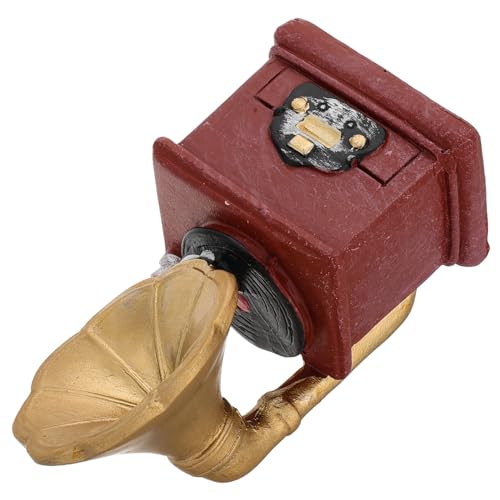 LOORGVEL Miniatur Retro Grammophon Modell aus Kunstharz Realistische Nostalgie Tischdekoration Kreatives Vintage Phonograph Dekoobjekt für Zuhause Büro Vielseitig Platzierbar