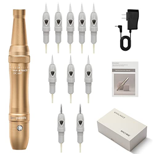 Whalrace Pmu Machine With Stepless Speed Regulation Design, Permanent Makeup Machine With 10Pcs Tattoo Cartridge Needles, Tattoo Machine Kit For Eyebrow, Eyeliners, Lips Tinting - Gold #TOP12