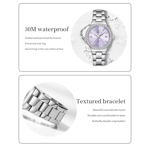 Image of OLEVS Watch Women Silver Stainless Steel Dress Analog Luminous Watch