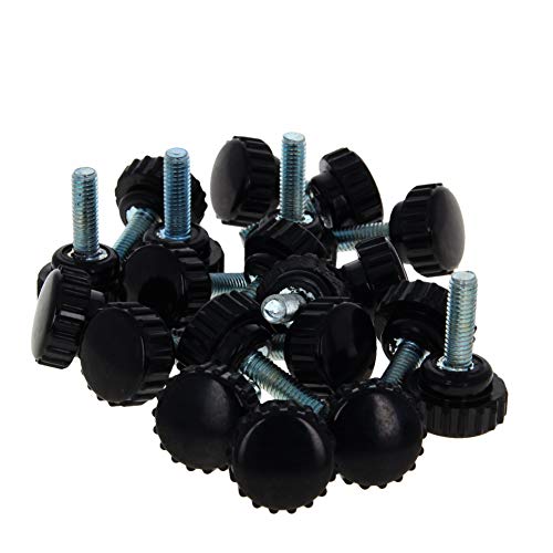 Image of Othmro M6x20mm Male Thread Thumb Screw Knobs 20pcs, Length 20mm Threaded Knurled Clamping Grip Thumb Screw on Type Round Head Clamping Thread Knobs Black