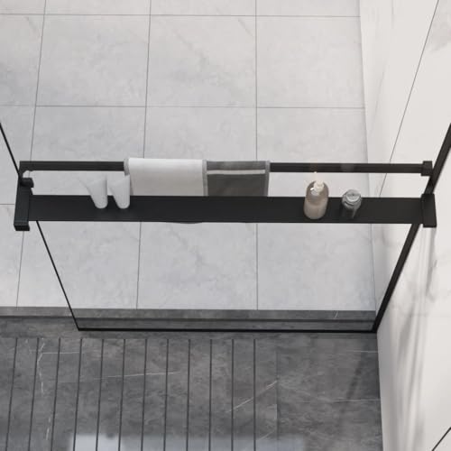 Estante de ducha negro de 80 cm en aluminio resistente para pared 2
