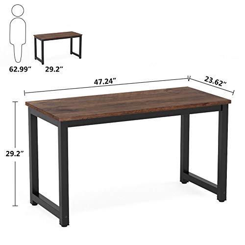 Tribesigns Modern Simple Computer Desk, 47 inch Vintage Office Desk Computer Table, Study Writing Study Desk Workstation for Home Office, Rustic Brown by Tribesigns - Used condition - Image 6