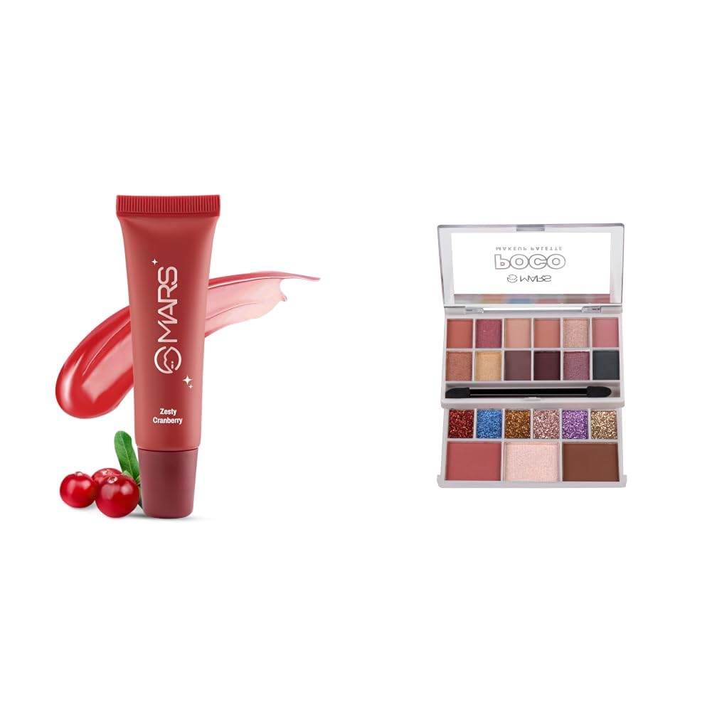 MARS Lippy Top Hydrating Lip Gel 10ml 04-ZESTY CRANBERRY MARS Poco Face Makeup and eyeshadow Palette with Slider Case-image-36