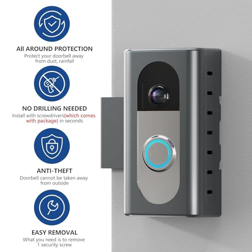 Image of KIMILAR Anti-Theft Video Doorbell Mount Compatible with Most Wireless Video Doorbell, Adjustable Mounting Bracket Accessories for Houses, Apartments, Businesses