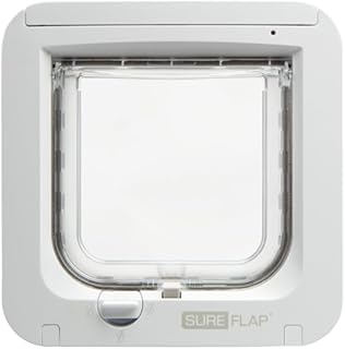Sure Petcare SureFlap Microchip Cat Flap, RFID Collar Tags and Microchip Compatible, One-Button Control, Install in Doors, Windows and Walls, White, 4 x AA Batteries Required, Not Included product image