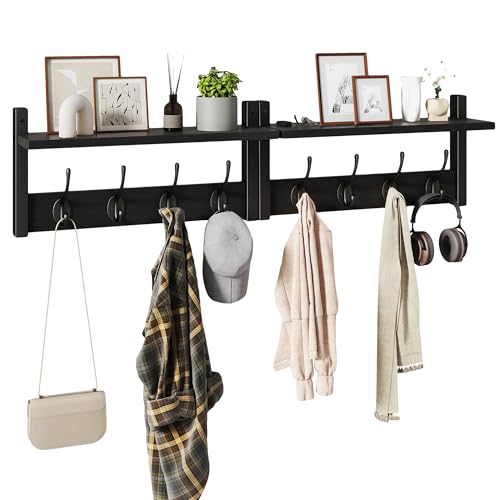YMYNY Lot de 2 Patères portemanteaux pour entrée, Porte Manteau Mural, Meuble Entrée,Vestiaire Flottant, Étagère Suspendue, pour Chambre, Salle de Bain,...