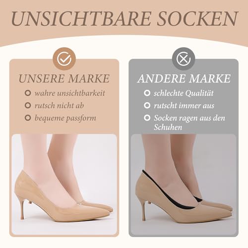 Niofind Füßlinge Ballerina Socken Damen 6 Paar,Atmungsaktiv Unsichtbare Sneaker Socken Damen, No Show Rutschfeste Füsslinge mit Siliconpad,Baumwolle Kurze 6 Schwarz 39-42