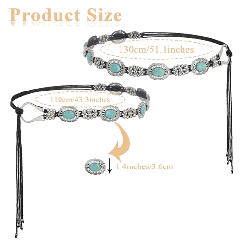 ELABEST Concho Belt Turquoise Chain Belt Cowgirl Waist Belt Western Belts for Women Dresses4