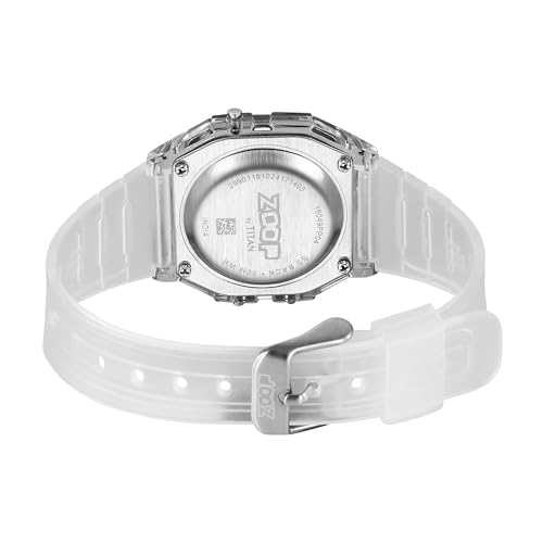 Image of Zoop Transparent Digital Watch with Black Dial & White Strap for Girls Kids, from House of Titan - 16049PP04