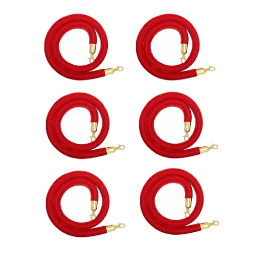 Lot de 6 cordes de contrôle de foule en velours rouge avec d Hoo – 1,2 m (6 pièces) de cordes VIP Ber pour événements Par Safe Line Divisers de haute qualité Accessoires