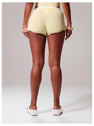 Milumia Women 3D Floral Crochet Cover Up Shorts Low Waist Skinny Mini Shorts Beachwear2