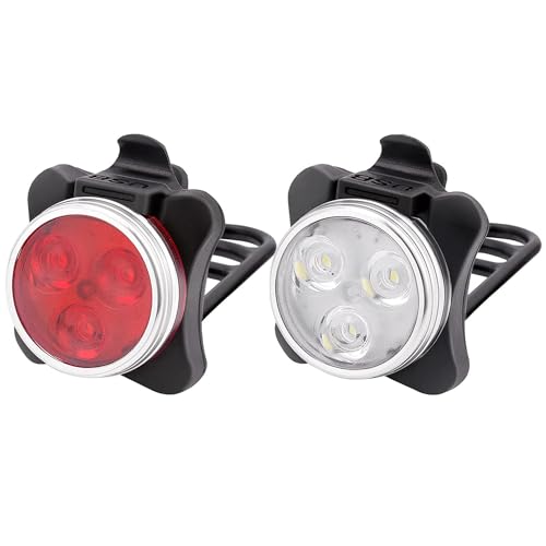 Arespark Bike Lights, LED Bike Lights Front and Back Rechargeable, LE Super Bright Bicycle Lights Front and Back, Lumiere Velo Bike Headlight Taillight Combinations Bike Accessories for Men(4 Modes)
