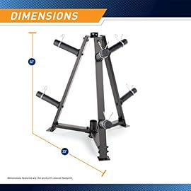 Marcy 6-Peg Olympic Weight Plate Tree and Vertical bar Holder Storage Rack Organizer for Home Gym PT-5757 , Black