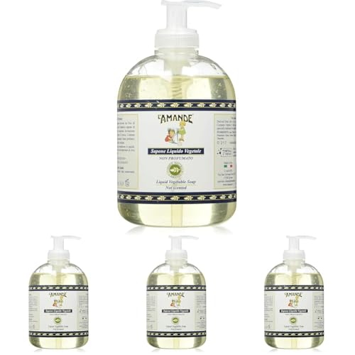 Saponi neutri quali sono i migliori 19 L'AMANDE - Sapone Liquido Mani e Corpo Vegetale Derivato dall'Olio di Oliva, Bagnoschiuma Gel Detergente Nutriente con Vitamina E, Sapone Mani e Docciaschiuma Naturale - Non Profumato, 500 ml